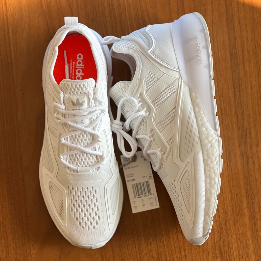 NWT Mens Adidas All White ZX 2K Boost Shoes